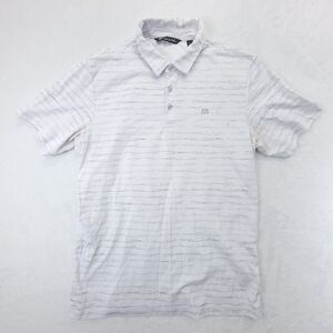 Travis Mathew Golf Polo Shirt Men’s Large White Striped Polo *Flaw*